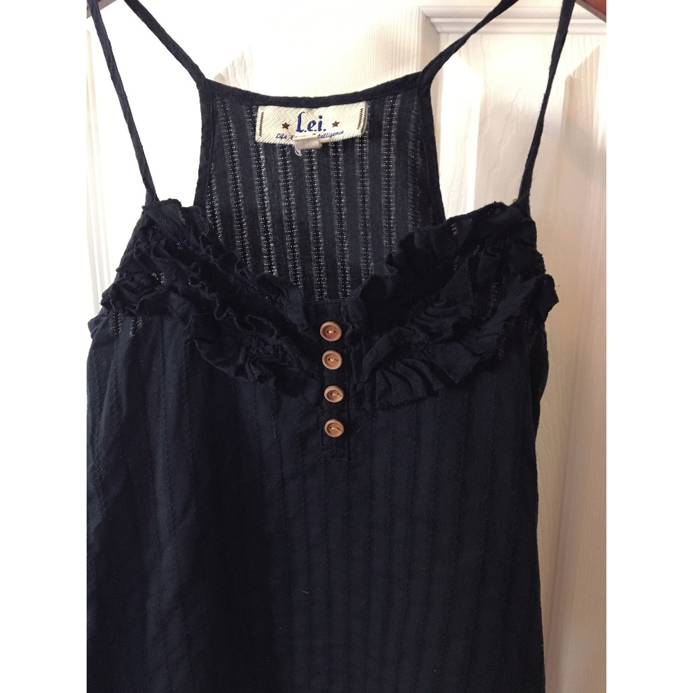 Black Camisole Halter Tank Top with ruffles